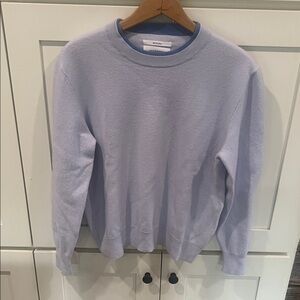 Hudson North Double collar Light Blue Crewneck Merino Wool Sweater